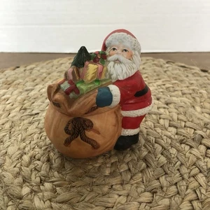 Porcelain Christmas Santa Claus Swivel Candle Holder Sack Of Toys 3.5” Vintage  - Picture 1 of 6