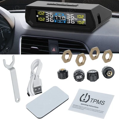 RV Tire Pressure Monitoring System TPMS Solar Monitor with 4 External Sensors - Image 1 of 4