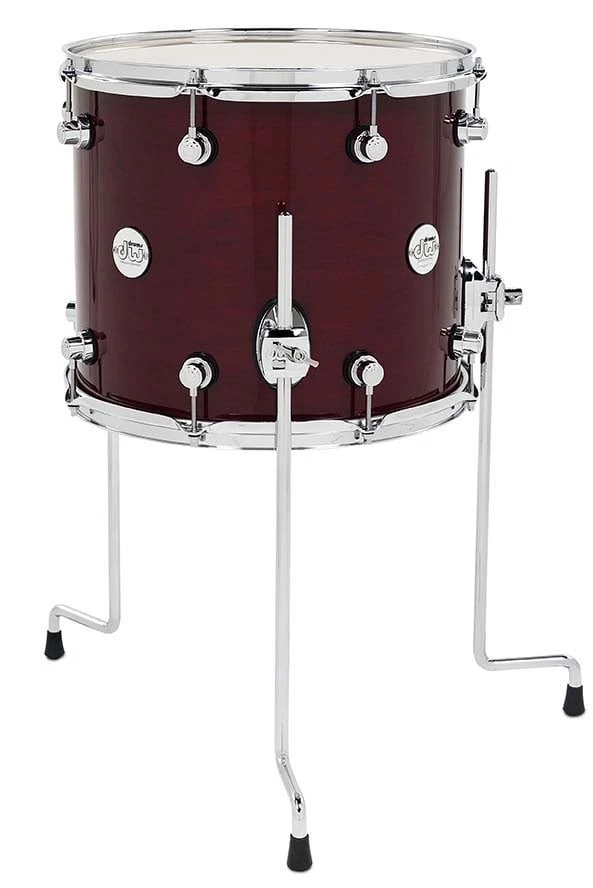 DW Design Series Maple Floor Tom, 12x14, Cherry Stain Gloss Lacquer w/Chrome - Image 1 of 1