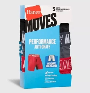 Hanes Moves Boys' 5pk Anti-Chafe Long Leg Boxer Briefs Size M - Picture 1 of 3