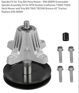 Spindle Fit for Troy Bilt Pony Mower - 918-06991 Greaseable Spindle Assembly - Picture 1 of 11
