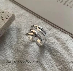 925 Sterling Silver Adjustable Weave Band Ring. - Picture 1 of 5