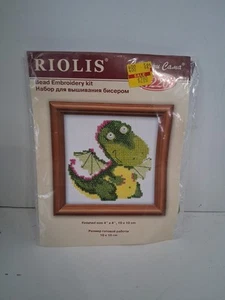 Riolis Bead Embroidery Counted CS Kit - #1120 Fantasy Dinosaur 4" by 4" A8 - Picture 1 of 3