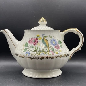 Woods & Sons Ltd England Ellgreave Ironstone Teapot Peacock Floral - Picture 1 of 15