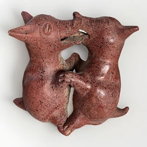 "Arte popular de cerámica mexicana estilo colima bailando perros Xolo 6,5""T" - Imagen 1 de 12