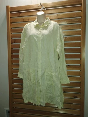 Long Yellow LINEN Tunic Woman's Large Blouse Leisure Travel Jones New York - Image 1 of 4