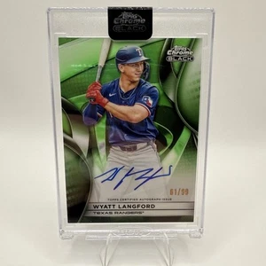 2025 Topps Chrome Black Green Wyatt Langford on card Auto Texas Rangers #CBA-WL - Picture 1 of 2