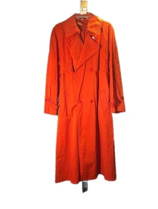 Vintage Red Trench Coat Womens Made In Poland Sz. 16 Rare Designer  - Picture 1 of 8