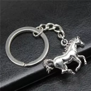 Vintage Keychain Silvery Horse Pendant Keyring Bag Purse Keychain Pendant Gift - Picture 1 of 2