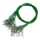 20 Pcs Fishing Wire Leader Steel Lure Line with Swivels and Snaps, Green