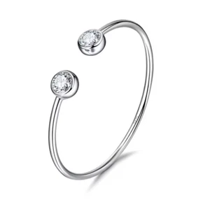 925 STERLING SILVER BANGLE BRACELET ADJUSTABLE,DOT BRACELET,LAB CREATED DIAMOND - Picture 1 of 5