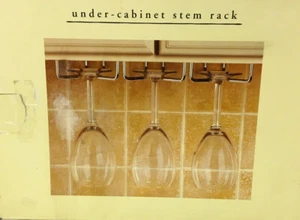 Pier 1 Imports~Chrome~Under Cabinet Stem Rack For Wine Glasses~Holds 6 Glasses - Picture 1 of 9