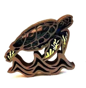 Figura de caja de sombras multicapa de madera 3D de tortuga marina hecha a mano océano costero - Imagen 1 de 4