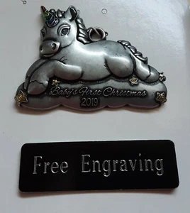 FREE ENGRAVING (PERSONALIZED) Gloria Duchin Unicorn Baby's First Ornament 2019 - Picture 1 of 4