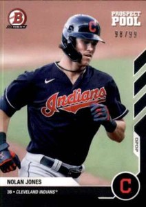 2020 Bowman Next Prospect Pool #13 NOLAN JONES RC Black 98/99 Indians 