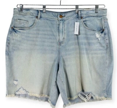 Lane Bryant Jean шорты 24 бойфренд Бермуды подпись подходит средний подъем искусственно состаренный - Изображение 1 из 4