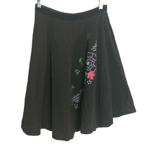 Free People Brown Corduroy Embroidered Skirt Size 2 - Picture 1 of 9