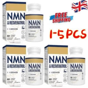 1-5X NMN+Resveratrol 60 Capsules Anti-aging Antioxidant Supplement Health 1100mg - Picture 1 of 9