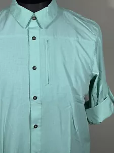 Gerry Performance Vented Shirt Green Button Up Zip Front Pocket Size M - Picture 1 of 15