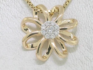 Colgante Brillante 585 Oro Amarillo 14Kt Flor 9 Brillantes 0,11ct Wesselton Si - Imagen 1 de 6