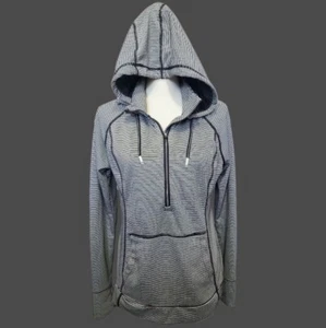 Tangerine Striped Gray Pullover Half Zip Athletic Hoodie - Picture 1 of 6