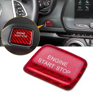 Sport Red Carbon Fiber Engine Start Stop Button Trim For Chevrolet Camaro 16-24 - Foto 1 di 12