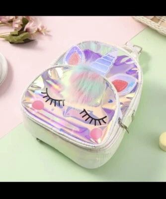 Mochila holograma unicórnio limitada demais para meninas nova com etiquetas (10" x 8" x 4") - Imagem 1 de 4