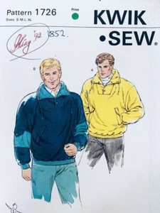 Kwik Sew Sewing Pattern 1726 | Mens Retro Windcheater Top 2 Styles: Sizes S - XL - Picture 1 of 2