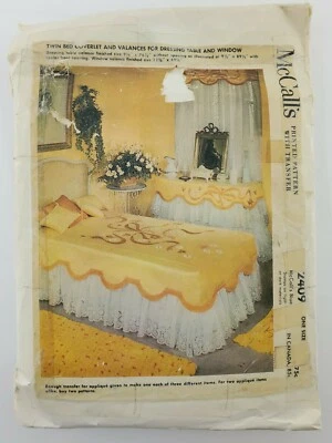 Vintage McCalls Sewing Pattern Twin Bed Coverlet & Valances For Window & Table - Image 1 of 3