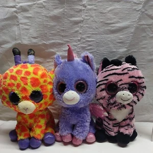 LOT OF 3 Ty Beanie Boos 9" Plush Stuffed Animals PINK (Darci, Zoey and Athena) - Picture 1 of 11