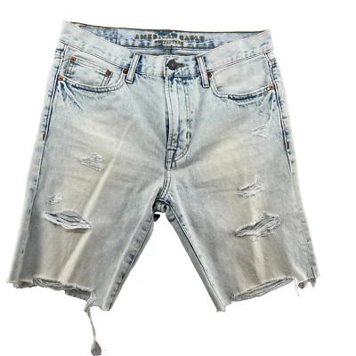 American Eagle Men's Size 30 Destroyed Acid Washed Zip Fly 5 Pocket Jean Shorts - Image 1 of 4