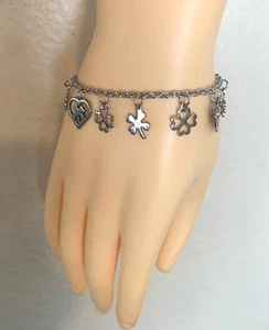 Pulsera Trébol de la Suerte Día de San Patricio 4 Hojas Acero Inoxidable 7.5" - Imagen 1 de 3