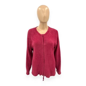 J. Jill Chenille Women's Size Medium Pink Full Zip Long Sleeve Crewneck Sweater - Picture 1 of 7