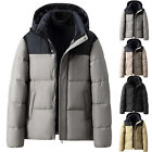 Męska moda zimowa patchworkowa kurtka rekreacyjna z ciepłą bawełnianą kurtką z kapturem