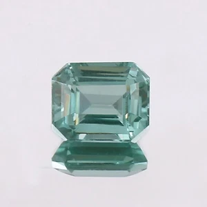 AAA Natural Indicolite Blue Green Tourmaline Loose Emerald Cut Gemstone 10x8 MM - Picture 1 of 6