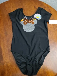 Disney Black Minnie Mouse Reversible Sequin Bodysuit Tutu Size Medium 7-8 - Picture 1 of 5
