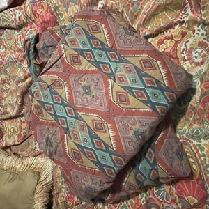 Vintage Queen Flat & Fitted Sheets Set Aztec Southwestern Colorful Pattern Spain - Picture 1 of 4