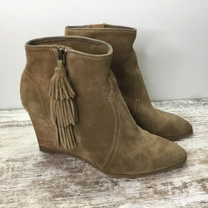 Nine West "RetroLook" Brown Suede Ankle Wedge Booties Sz 9.5 M - Picture 1 of 8