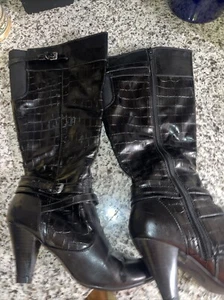 Life Stride Velocity Memory Foam 3" Heels Zip Knee-High Boots Black 7.5 Nice! - Picture 1 of 5