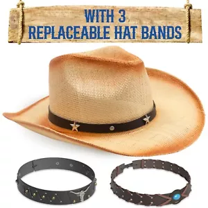 Funcredible Sombrero de Vaquero de Paja - Sombrero de Vaquera de Verano - Imagen 1 de 7