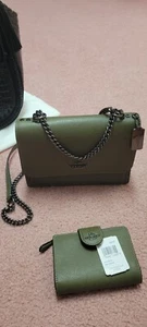 Coach Klaire Crossbody Army Green never worn matching wallet w/tags new - Picture 1 of 9