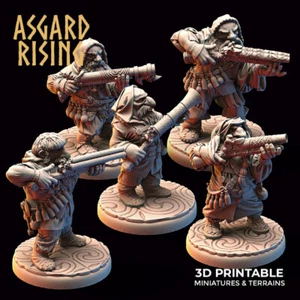 Enano con armas cortas, juegos de guerra RPG DnD fantasía nórdica con capucha miniatura - Imagen 1 de 7