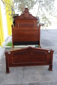 Victorian Late 1800s Carved Extra Tall Full Size 5948 - Picture 1 of 20