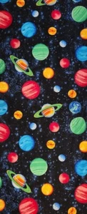 Cranston Collection Outer Space Solar System Black Cotton Fabric 48" x 44" NEW - Picture 1 of 6