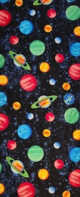 Cranston Collection Outer Space Solar System Black Cotton Fabric 48" x 44" NEW - Image 1 of 4