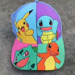 Pokemon Game Freak Big Face Hat Pikachu Charmander Squirtle Youth Strapback - Picture 1 of 10