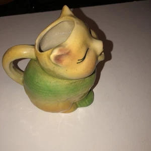 Vintage 50er Jahre Shawnee 85 KAT Milchkännchen gelb grün rot Schleife keine Risse/Chips - Bild 1 von 7