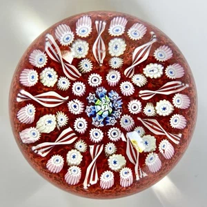 Pisapapeles de vidrio artístico John Deacons Perthshire rueda de carro bastón de cardo Millefiori - Imagen 1 de 7