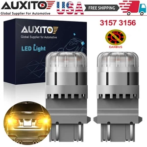 AUXITO 3157 T25 9-LED Turn Signal Light Bulbs 4157 CANBUS Anti Hyper Flash Amber - Picture 1 of 21