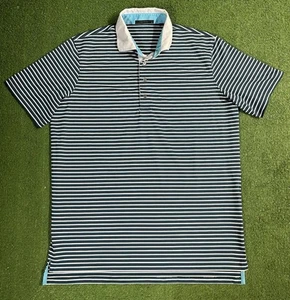 Greyson Polo Shirt Mens Large Short Sleeve Golf Pullover Striped Green/Blue - Picture 1 of 14